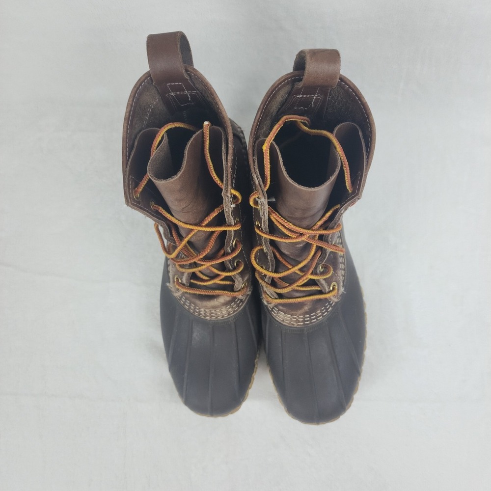 LL Bean Bean Boots Mens Size 8M Brown Leather Rubber Duck Rain Made In Maine - Picture 7 of 11